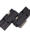 Solid As A Rock One Pair Twelve Core Fiber Holder Clamp Set For Ribbon Fusion Splicing Jobs Tight Grip Chuck Jigs That Hold Firm Compatible With Fujikura Fsm R Series Splicers Fast And Easy Install - black fiber clamp close-up image.