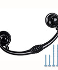 4 Pack Glossy Black Bail Drawer Pulls Drop Swing Dresser Handles Pendant Cabinet Knob Hardware Two And A Half Inch Center To Center 64 Mm Zinc Alloy Durable Construction Includes Mounting Screws For Most Installations close-up with screws