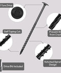 Heavy Duty 14X6 Inch Wood Screws 50 Pack TStar Drive with T30 Torx drive, self-tapping cut, and notched spiral design.