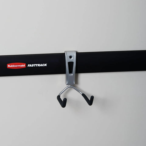 FastTrack Wall Mounted Utility Hook for Rope Hose and Tools Garage Storage on railing with soft grip, holds up to 25 lb