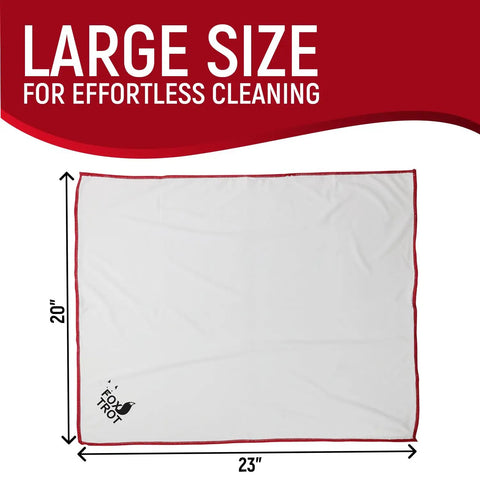 Large Microfiber Polishing Cloths for Glassware 2 Pack White and Gray Streak Free Lint Free extra large cloth with red trim