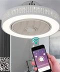 Sleek Smart Ceiling Fan With Light And WiFi Remote Control Delivers Sweet Smooth Airflow To Any Room, 50cm diameter, aluminum housing.