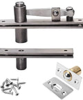 Hidden Pivot Door Hinge Set For Secret Bookshelf Doors 304 Stainless Steel Heavy Duty 220 Lb Per Set with ball catch and screws