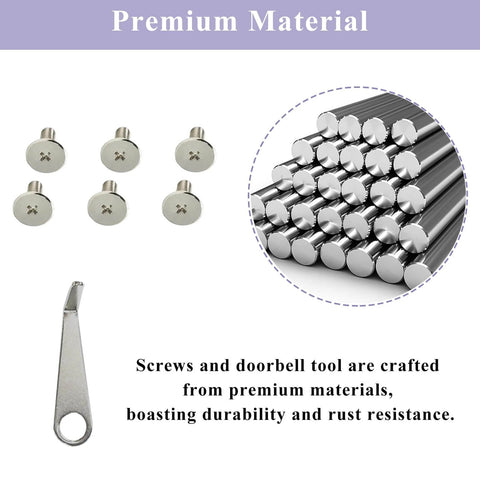 Must Have Doorbell Replacement Key Tool And Power Adapter Screws Kit For Blink And Ring Video Doorbells Including Second Gen 2024 Battery 3/3 Plus 4/4 Pro Compatibility Sets Of Six Screws And Release Pin For Quick Install High Quality Hardware, showing screws and tool