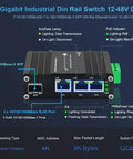 Beefy 3 Port Rugged Industrial Gigabit Din Rail Switch with 10/100/1000 Mbps Ethernet, SFP Port, IP40 rated for harsh environments