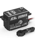Beefy 34Kgcm High Torque RC Steering Servo Waterproof Low Profile shown in black with metal gear and wiring for 1 to 10 scale RC cars.