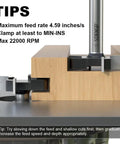 Close-up of CNC Spoilboard Surfacing Planer Router Bit 1/2 Inch Shank 2 Inch Cutting Diameter in use on wood slab
