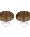 Crystal Glass Round Cabinet Knobs with Stainless Steel Base, Teak Wood Plank Texture, Drawer Dresser Pulls, 2 Pack, Screws Included