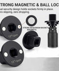 Ultra Low Profile Impact Socket Adapter Set 4 Pcs Magnetic Drive Reducer Kit Fits Tight Spades For Auto Repair Heavy Duty Sizes Including 1 Inch To 3/4 Inch And More, 1/2 to 3/4 in