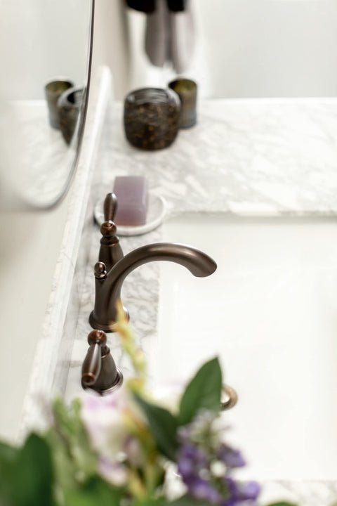 Oil-Rubbed Bronze Two-Handle Widespread Bathroom Faucet Trim Kit For 3-Hole Deck Mount Adjustable 8 To 16 Inch Spread Requires Valve 9000
