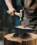 Heavy Duty Blacksmith Anvil With Round And Square Holes Cast Steel Forge Tool for bending in use, 22 pound anvil with hammering