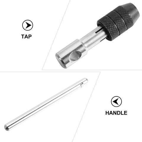 Three Piece Adjustable Ratcheting Tap Wrench Set With Detachable Bar For Handy One Hand Operation Durable Steel For Drills Taps Reamers And Manual Threading, tap wrench and handle