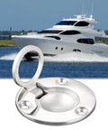 50mm Round Stainless Steel Flush Pull Ring Latch For Boats, Deck Recessed Lift Ring Handle, Marine Grade Hardware, Yacht Background