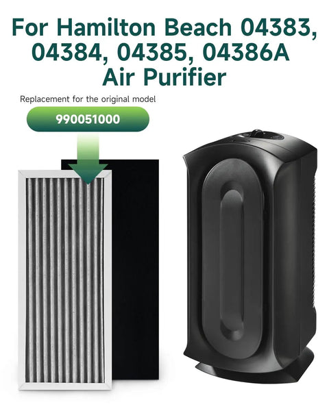 Compatible With Hamilton Beach Air Purifier 04383 04384 04385 Filter Replacement Kit With 2 H13 True HEPA and 8 Carbon Filters