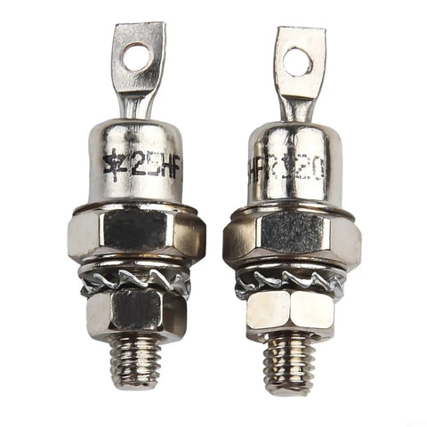 Two Piece 25HFR120 And 25HF120 Diode Kit Featuring 25Amp 1200Volt Rating with metal studs, designed for high voltage applications.