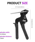 Heavy Duty Stainless Steel Zip Ties Cutter And Cable Tie Gun Portable Tension Tool dimensions shown in inches and mm