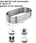 Galvanized Metal Raised Garden Bed Kit For Outdoor Gardening, 4x2x1ft With Two Planter Boxes, Easy Assembly And No Sharp Edges