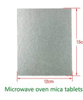 Five Piece Microwave Mica Sheet Set For Heat Insulation And Safe Cooking shown with measurements 12 x 15 cm.