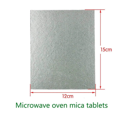 Five Piece Microwave Mica Sheet Set For Heat Insulation And Safe Cooking shown with measurements 12 x 15 cm.