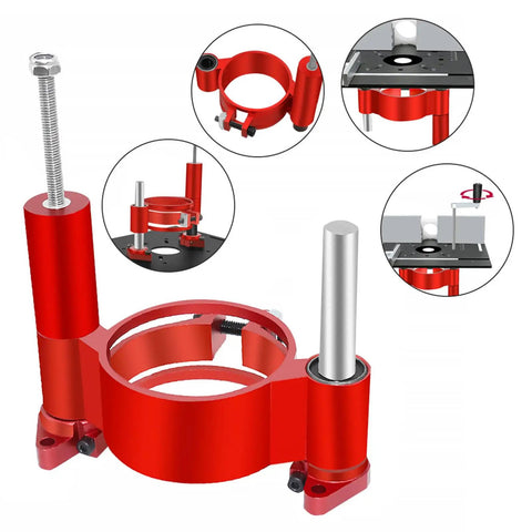 Dead Nuts Secure Router Table Lift System For 2.51 To 2.56 Inch Motors smooth height adjustment, red heavy duty aluminum router lift.
