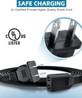 Replacement AC Power Cord Lead For Janome NewHome 5700 6500 6600 8000 9000 Sewing Machines 6 Foot USA Plug Black Premium Grade Non OEM Cable Safe Heavy