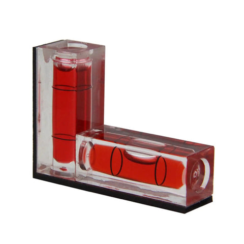 QINKYH Magnetic Horizontal Vertical Pocket Spirits Levels Household Pocket Levels Magnet Spirits Bubble Leveler Tool Red close-up view