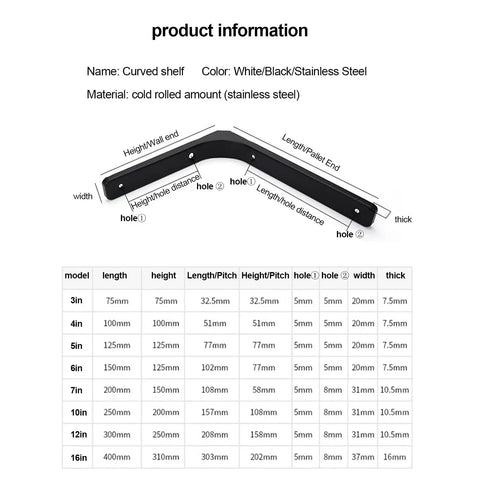 Set Of Four Heavy Duty White L Brackets Super Beefy Corner Braces For Wood Furniture And Shelves 12 Inch Rustproof right angle brackets overview with measurements.