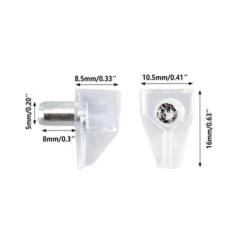 Knockout 5mm Cabinet Shelf Clips, No Sweat Snap Install, Heavy Duty Hold That Stays Put, clear shelf support pegs 5mm x 8mm.