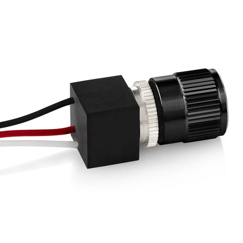 Slick 12 Volt Dc Dimmer Switch For Tight Led And Halogen Control In Rvs Trucks And Marine Gear With Rock Solid Long Shaft Assembly and matte black finish.