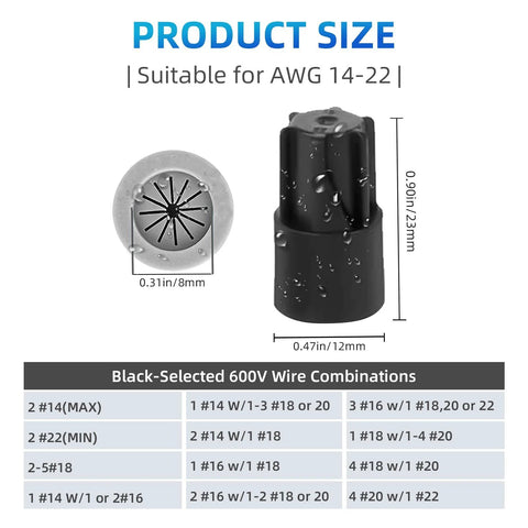 40 Piece Waterproof Outdoor Wire Connectors Set For Landscape Lighting And Wet Locations, Sealant Gel Twist Nuts Caps Cable Terminal Connectors For 22AWG To 14AWG, Small Size, Durable, Easy Sealant, Ideal For Building Projects