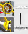 Durable 6-Piece PVC Pipe Threader Tap Set For Quick DIY Plumbing Fixes Featuring 1/2 Inch, 3/4 Inch And 1 Inch Die Tools yellow PVC pipe threading tool on plastic water pipe