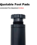 Close-up of adjustable metal furniture leg with plastic foot pad and 0-0.8 cm adjustment, part of Adjustable Metal Furniture Legs Set Of 4