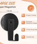 170 Lb Heavy Duty Magnetic Wreath Hanger With Steel Tube Base No Drill Door Hook For Metal Doors And Walls Ideal For Home Office Ship Cabin Decor Black Three Pack, close-up of single hook with measurements and features listed.