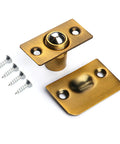 Heavy Duty Brass Ball Door Catch For Interior Doors, Adjustable Seam Fit, bronze finish with screws shown