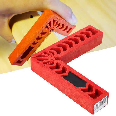Angle Clamps 4 Piece Set With Multi Scale For Woodworking And Carpenter Projects 90 Degree Positioners, red plastic detail