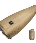 Ultralight Sleeping Quilt For Backpacking And Hammock Camping, 40 Degree Warmth With Footbox, shown extended and packed, 35oz