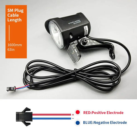Ultra Bright 12V To 60V LED Front Light For Bikes With 2 Pin QD252 Plug Night Riding Ready For Electric Mountain Bikes And Scooters 1600mm Wire High Lumen Front Beam For Safe Clear Night Commutes