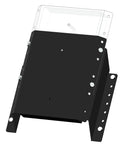 Adjustable Four Inch Setback Jack Plate For Outboard Engines Up To Thirty Five Horsepower showing black steel construction and mounting hardware.