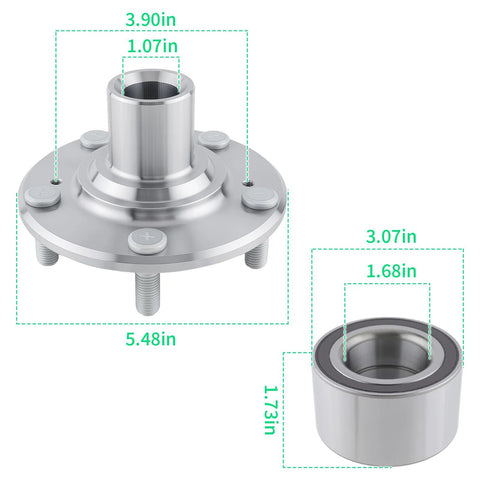 Front Wheel Hub Bearing Assembly Pair For Civic 2006 2011 1.3L 1.8L Left And Right OE Replacement Durable Wheel Hub Bearings dimensions
