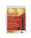 Premium Drywall Screws Number 6 By 1 Inch Phillips Bugle Head Fine Thread Black Phosphate Coated Carbon Steel Core Quick Self Tapping Fasteners One Hundred Thirty Pack in packaging