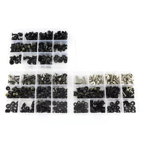 Beefy Black Full Fairing Bolts Kit For CBR600RR 2007 2008 2009 2010 2011 2012 Motorcycle With Nuts Washers And Fasteners Set Heavy Duty Hardware For A Tight No Fuss Fairing Setup, black organizer tray with assorted bolts and washers