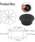 Diagram showing dimensions of 2 Pack 2 Inch Cable Grommets For Desk And Table Cable Management, Flexible ABS Plastic, Black