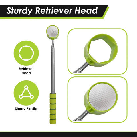Image of Your Go To 15 Foot Extendable Golf Ball Retriever With Telescoping Aluminum Shaft Lightweight Pick Up Tool demonstrating sturdy retriever head