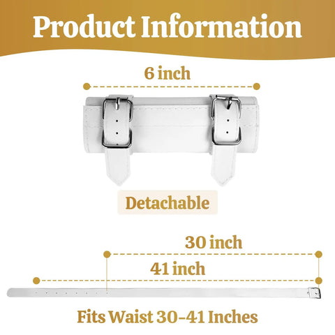 White Katana Sword Belt Leather Holder For Demon Slayer Cosplay showing detachable 6 inch sheath and adjustable 30-41 inch belt