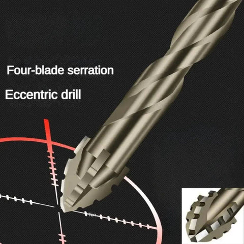 Carbide-tipped sawtooth eccentric drill bit set, 3pc, hex shank