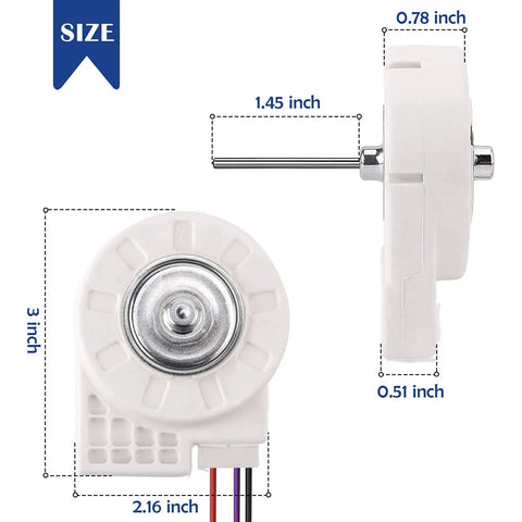 Dimensions of 12V 4W Freezing Fan Motor Replacement ZWF-04-4 50240401000P Universal Fit For Refrigerators Durable High Quality Ready To Roll