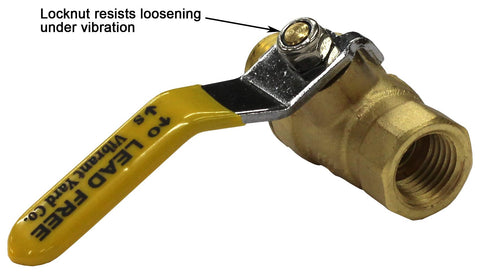 Lead Free Forged Brass Air Compressor Inline Ball Valve, Quarter Turn, One Quarter Inch MNPT To One Quarter Inch FNPT, close-up