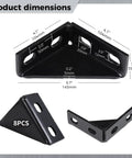 Dimensions of Eight Pack 90 Degree Gusseted Fittings For Unistrut Channel Carbon Steel Right Angle Brackets, 4x4x1.5 inch