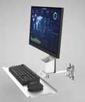 Level Up Your Workspace Setup With This Heavy Duty Monitor And Keyboard Wall Mount Industrial Floating Tray Space Saving Desk Organizer Built Tough Quick Install, with keyboard and monitor.