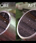 "Before and after metal pipe burr removal using Deburring External Chamfer Tool With Tungsten Blade For Power Drill Fast Burr Removal Fits 1-3/8 To 2-1/8 Inches Durable Deburring Drill Bit Accessory For Quick Metalwork And Bolt Repair"